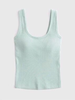 NEW Abercrombie Bra-Free Rib Scoop Neck Tank in Misty Green